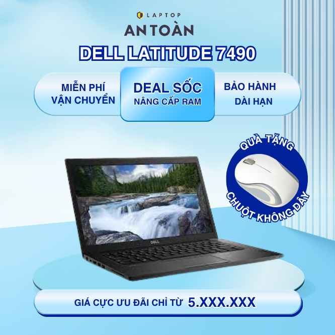 LaptopAnToan-Laptop Dell Latitude 7490 / i5-8350U, 8GB, 256GB – Laptop Siêu Bền Cũ Bảo Hành Lâu Uy Tín